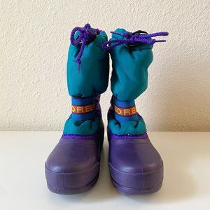 Sorel Retro Purple and Teal Snow Boots Size 1